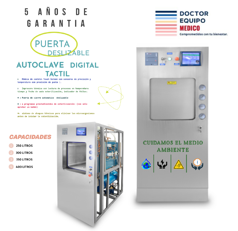 Autoclave  puerta deslizable Digital Tactil